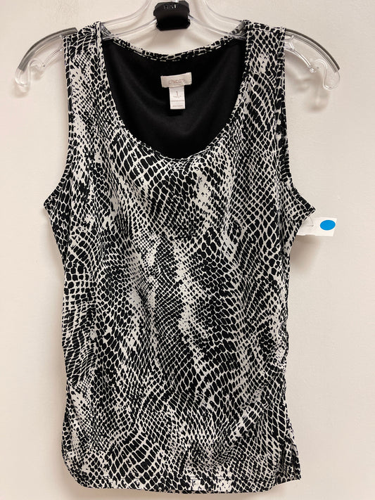 Top Sleeveless By Chicos In Black & White, Size: M