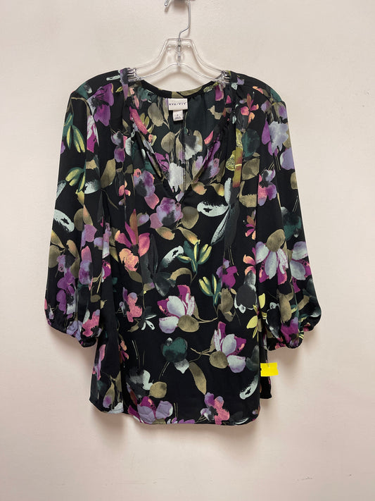 Top Long Sleeve By Ava & Viv In Floral Print, Size: Xl