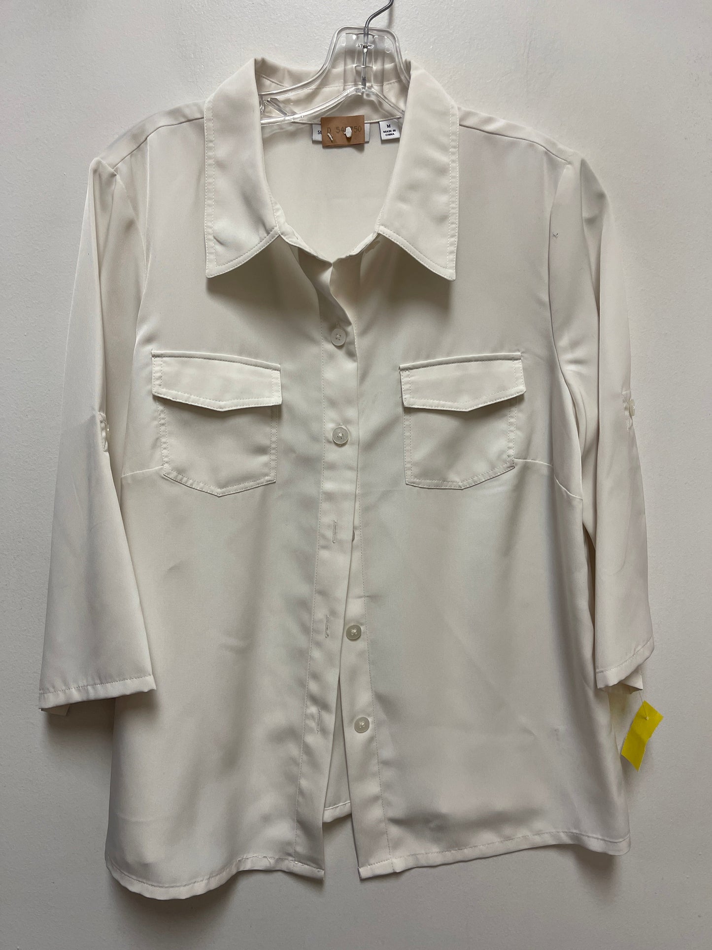 Top Long Sleeve By Susan Graver In Cream, Size: M