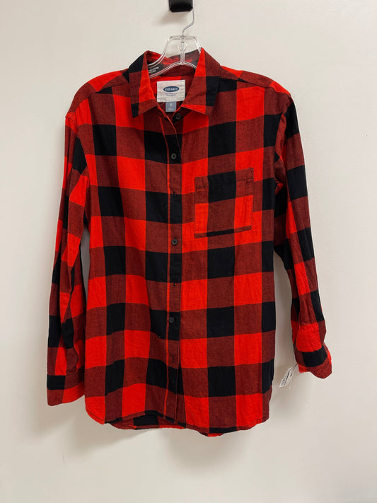 Top Long Sleeve By Old Navy In Black & Red, Size: Xs