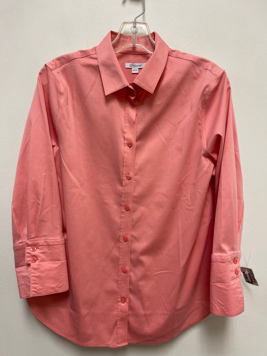 Top Long Sleeve By Chicos In Pink, Size: M