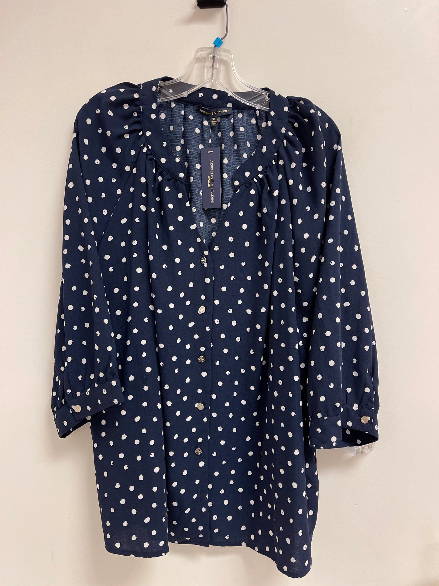 Top Long Sleeve By Adrienne Vittadini In Navy, Size: 3x