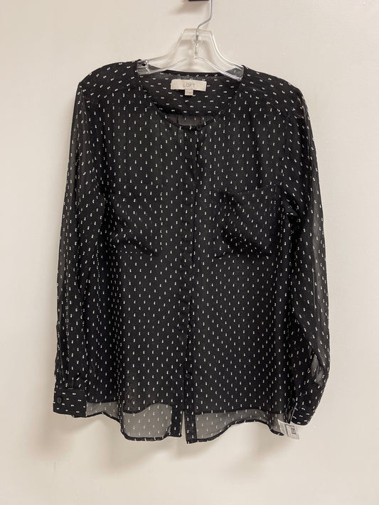 Top Long Sleeve By Loft In Black & White, Size: L