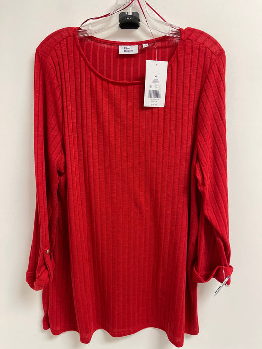 Top Long Sleeve By Kim Rogers In Red, Size: Xl