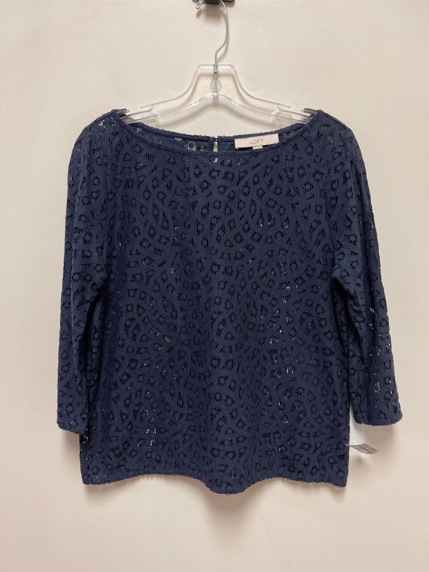 Top 3/4 Sleeve By Loft In Navy, Size: M