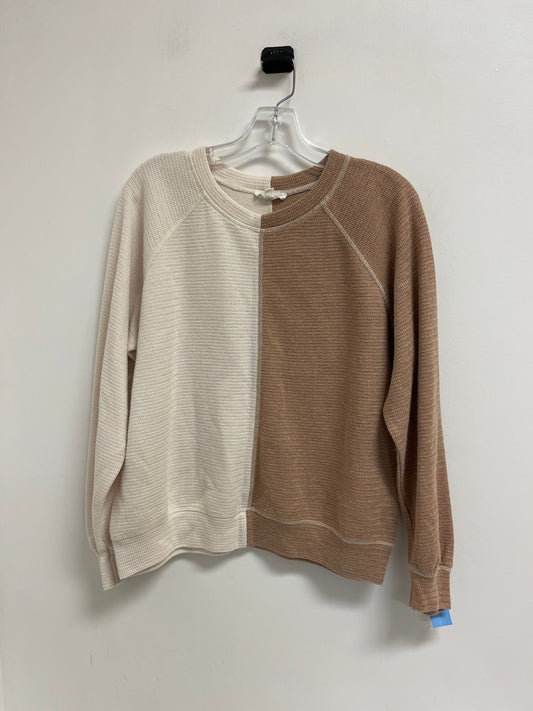 Top Long Sleeve By Blu Pepper In Brown & Cream, Size: M