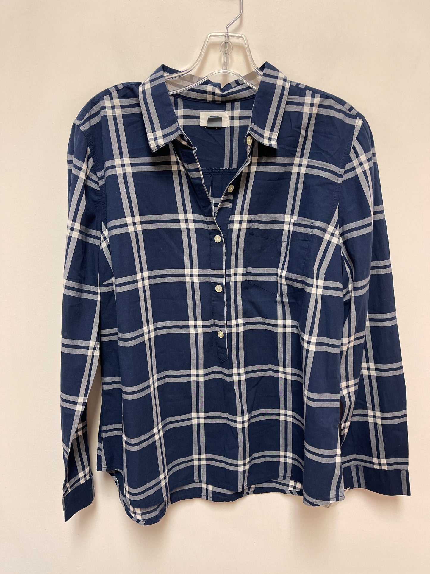 Top Long Sleeve By Old Navy In Blue & White, Size: L