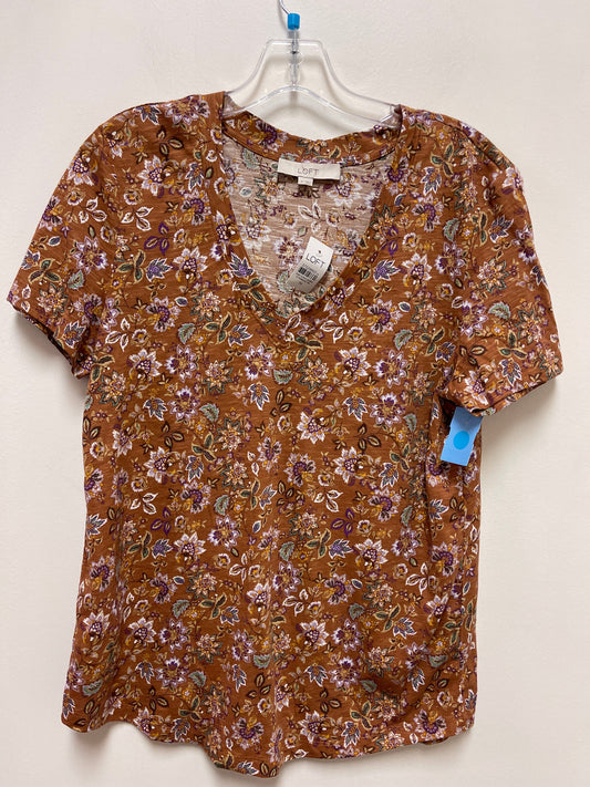 Top Short Sleeve By Loft In Brown, Size: M