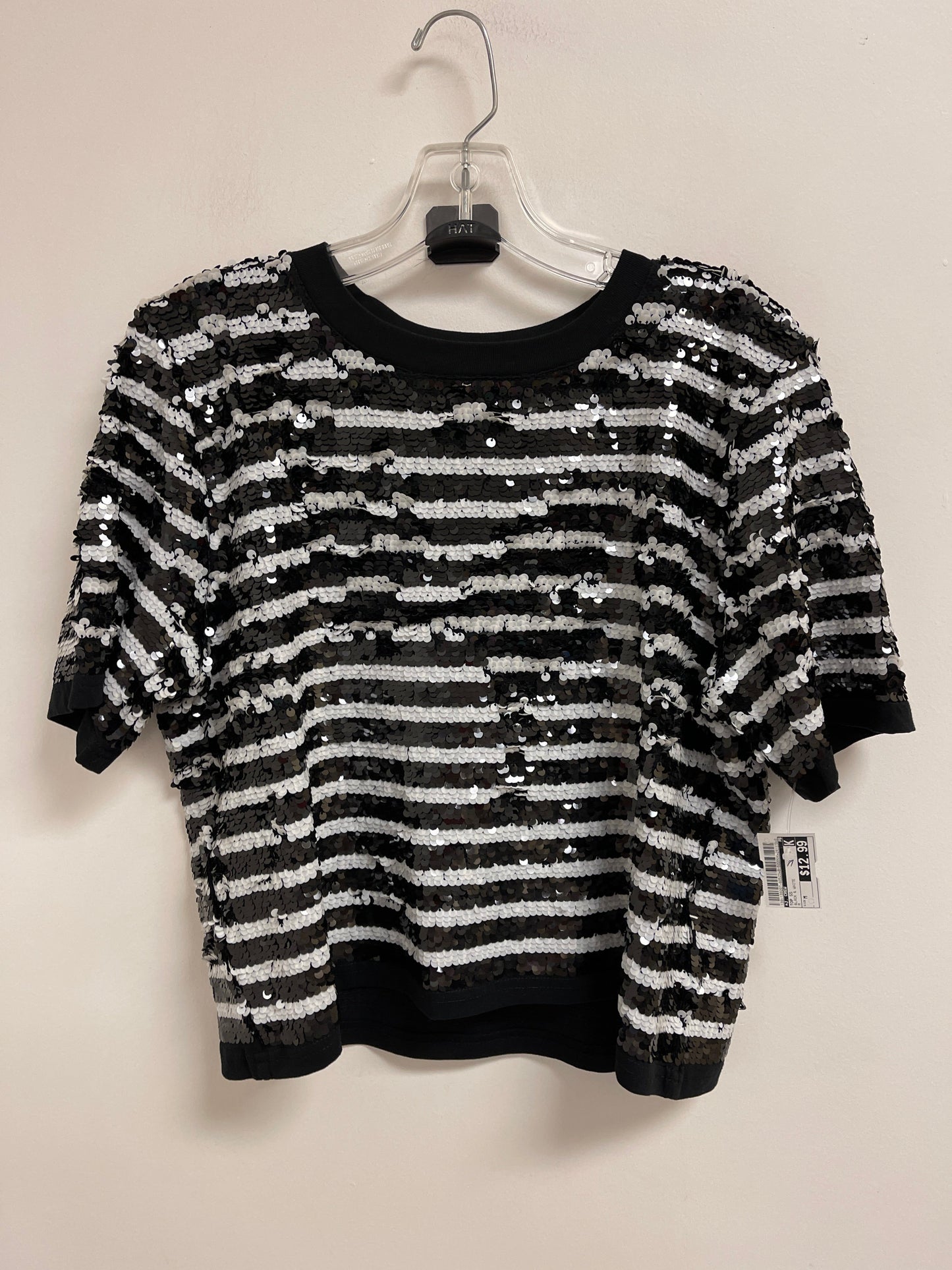 Top Short Sleeve By J. Crew In Black & White, Size: M