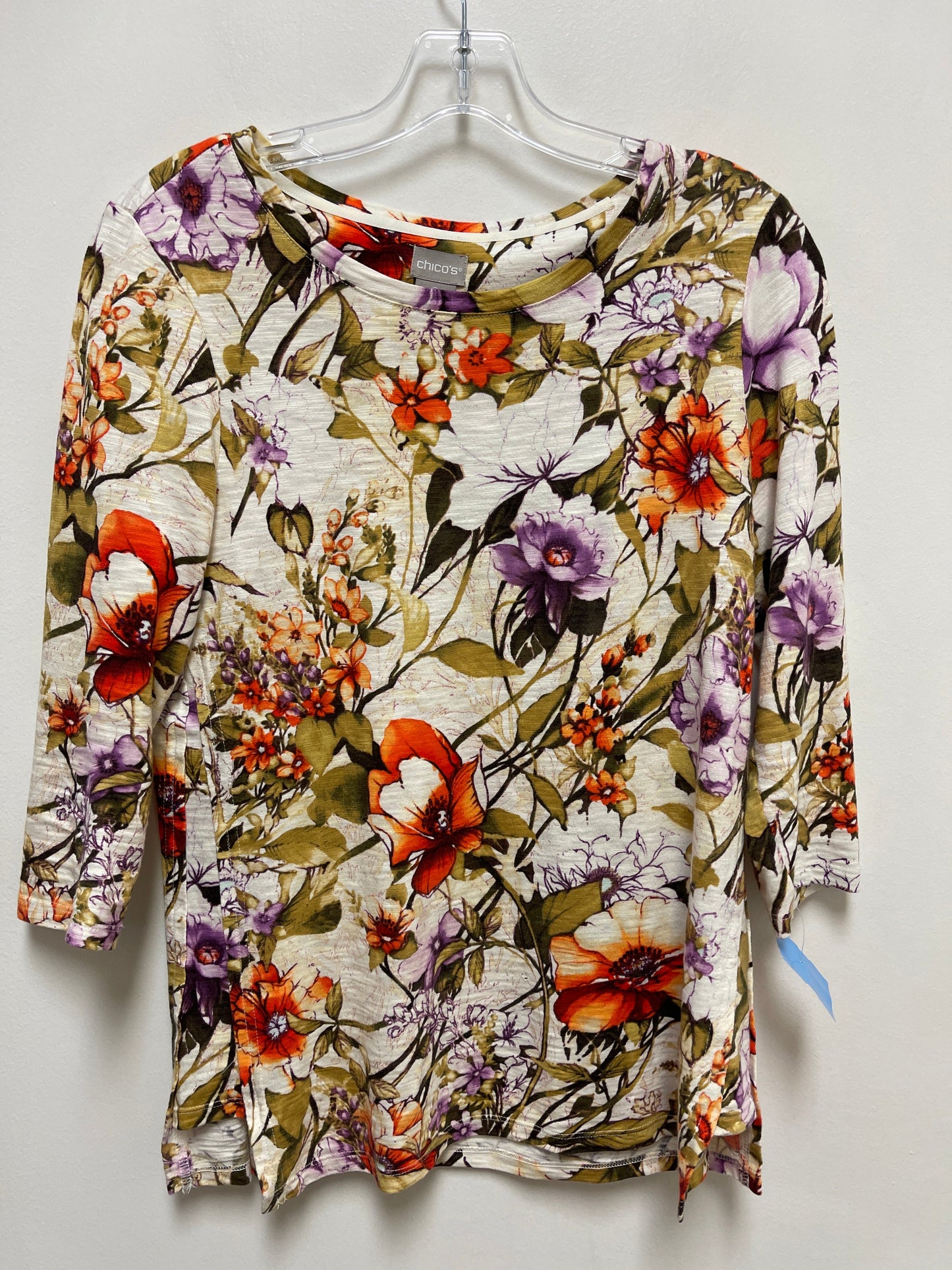 Top Long Sleeve By Chicos In Floral Print, Size: S