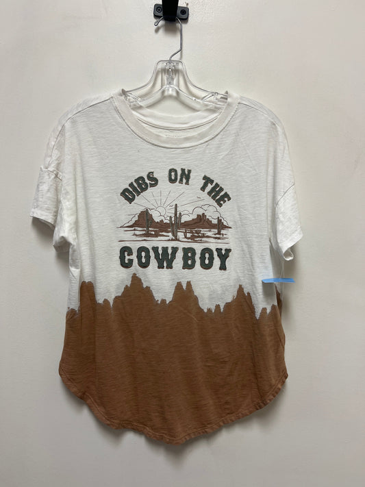 Top Short Sleeve By Clothes Mentor In Brown & White, Size: M