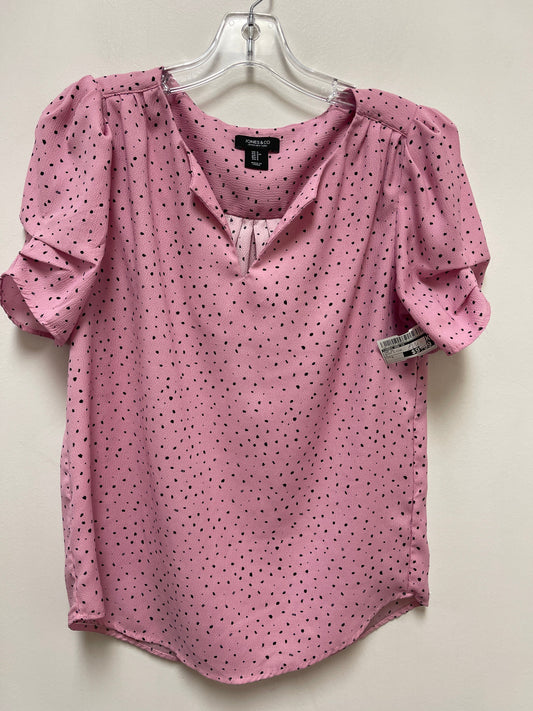 Top Short Sleeve By Jones And Co In Black & Pink, Size: S