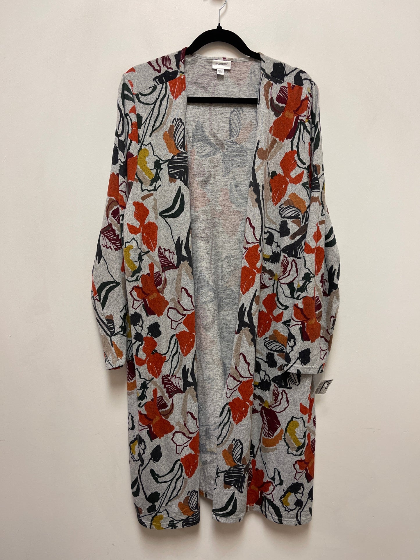 Sweater Cardigan By Avenue In Floral Print, Size: 4x