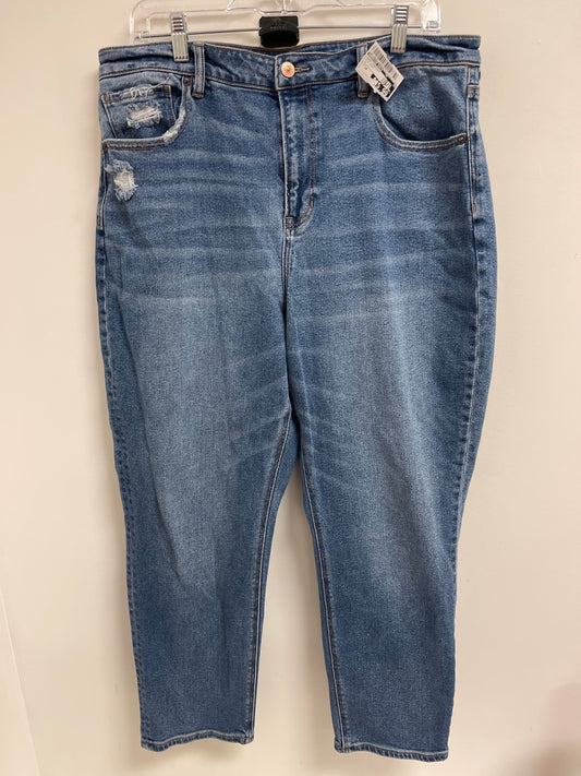 Jeans Straight By American Eagle In Blue Denim, Size: 16