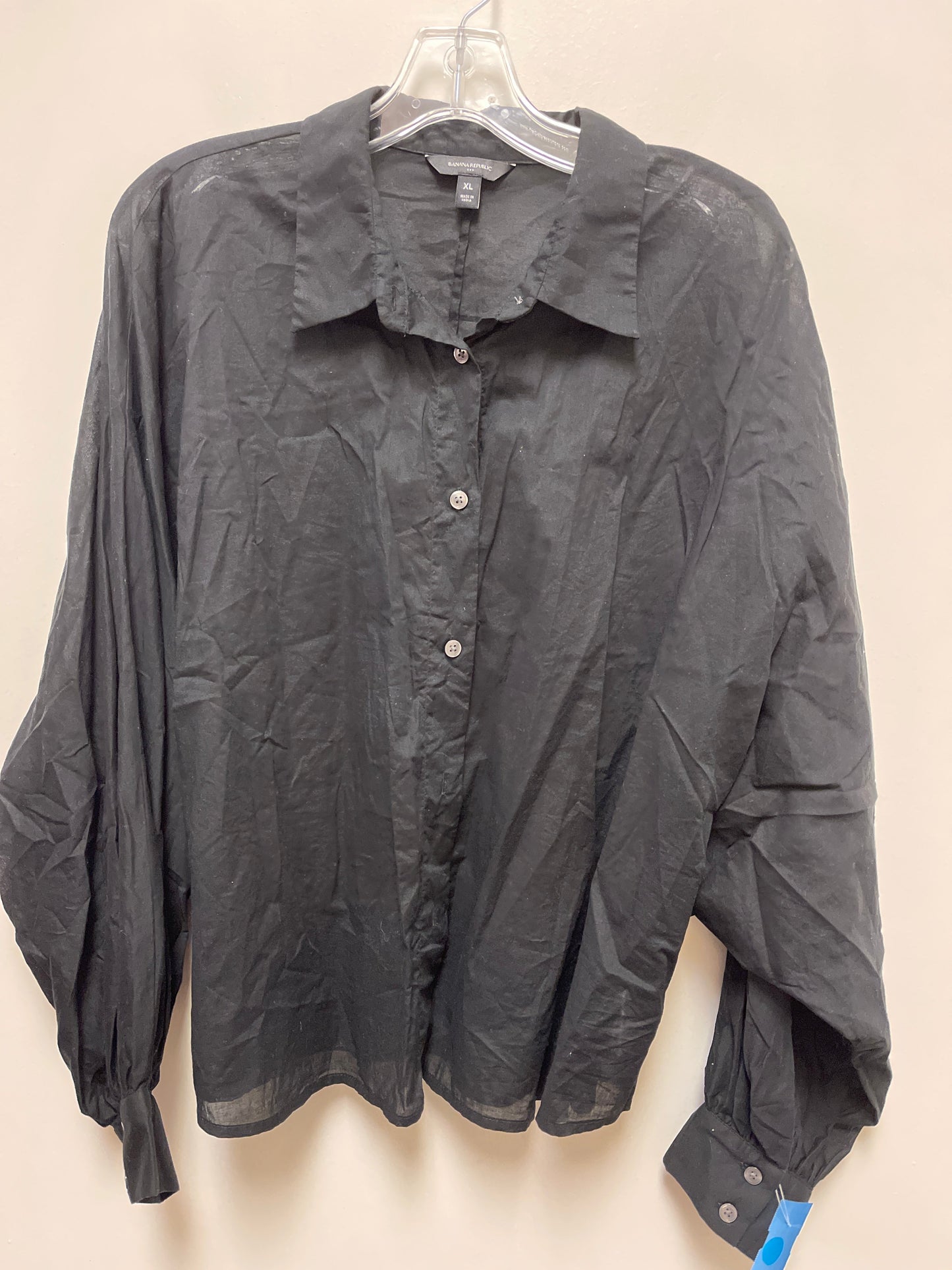 Blouse Long Sleeve By Banana Republic In Black, Size: Xl