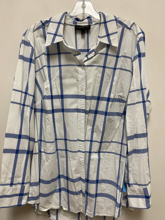 Blouse Long Sleeve By Lane Bryant In Blue & White, Size: 2x