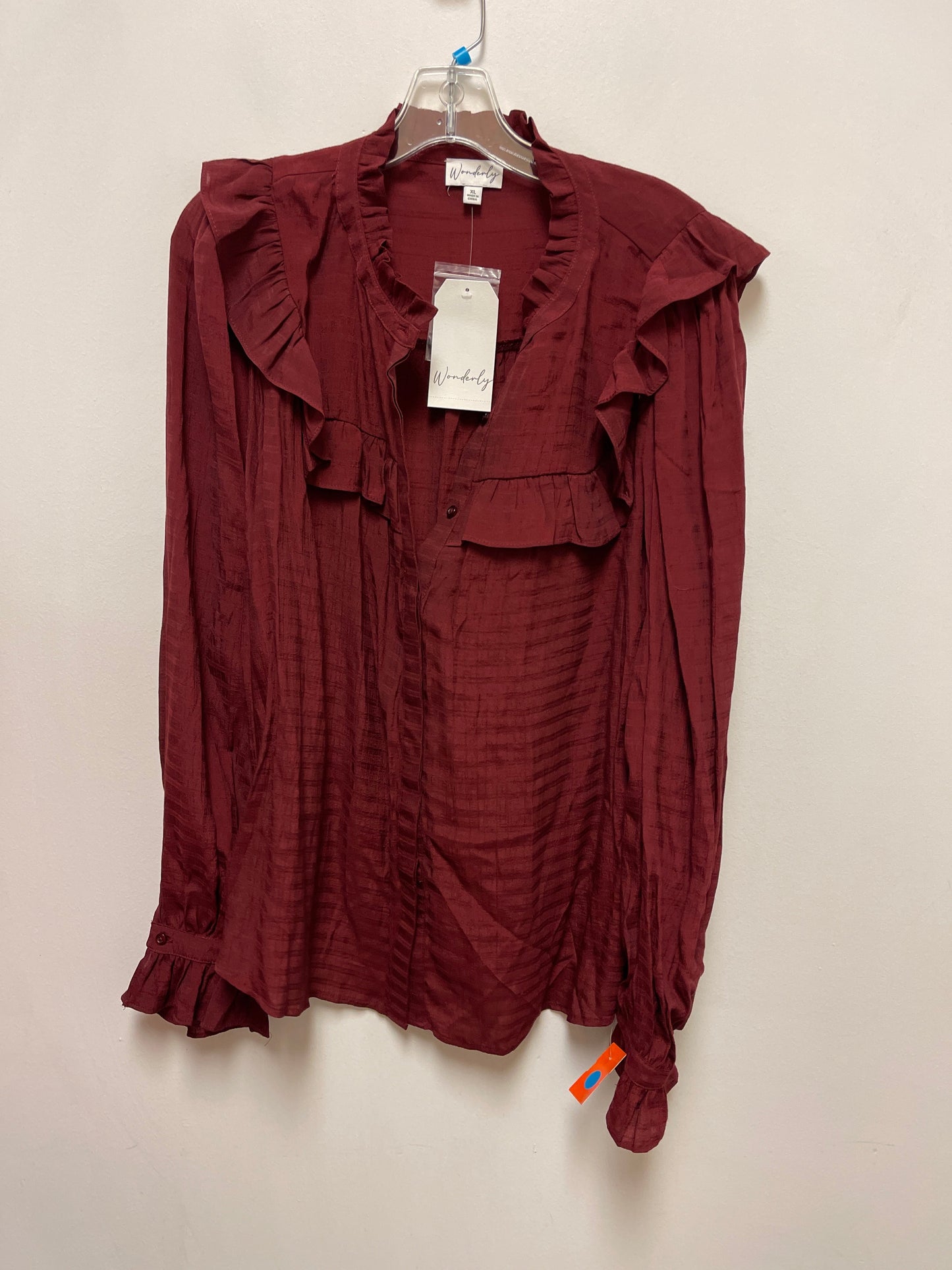 Top Long Sleeve By Wonderly In Red, Size: Xl