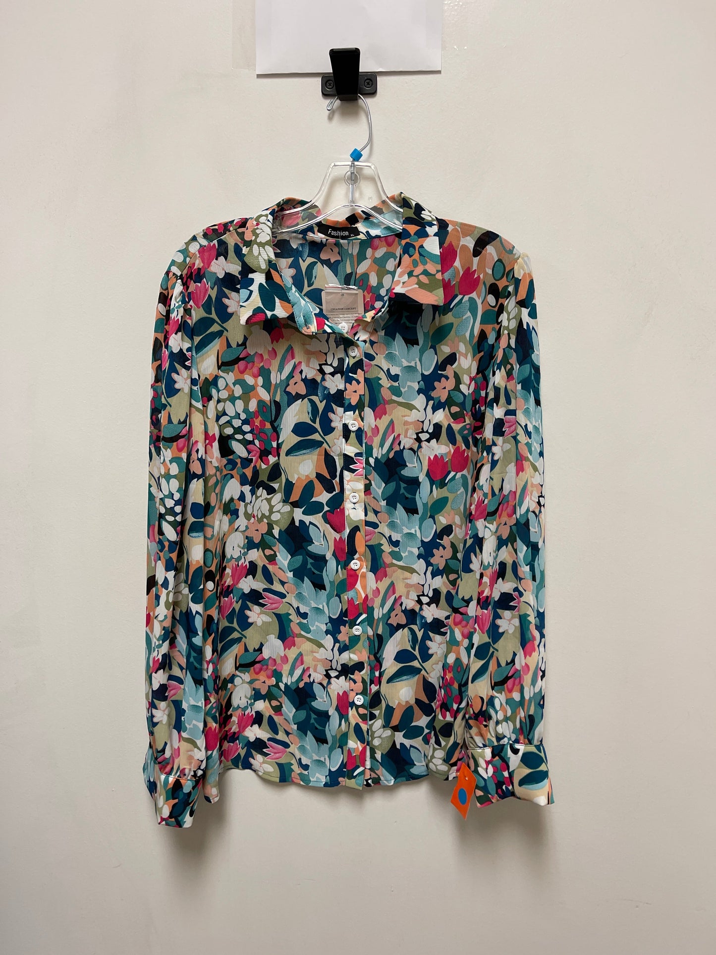 Blouse Long Sleeve By Clothes Mentor In Multi-colored, Size: Xl