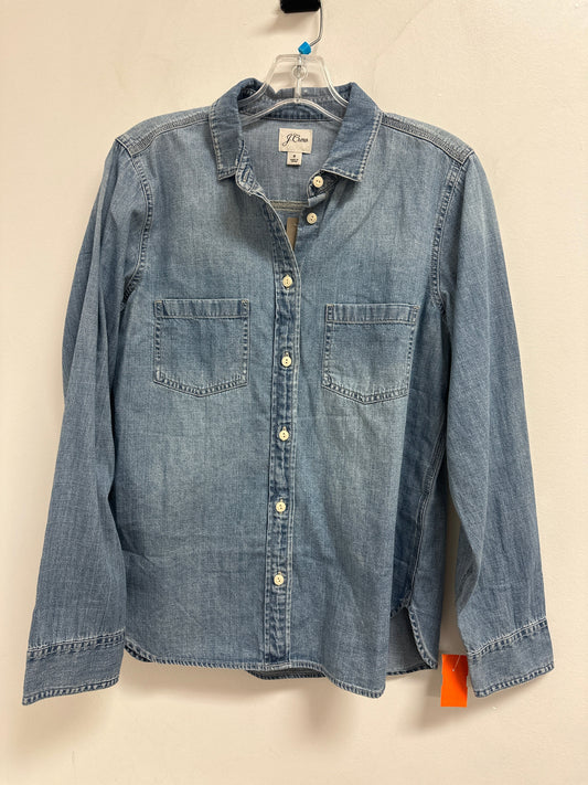 Blouse Long Sleeve By J. Crew In Blue Denim, Size: M