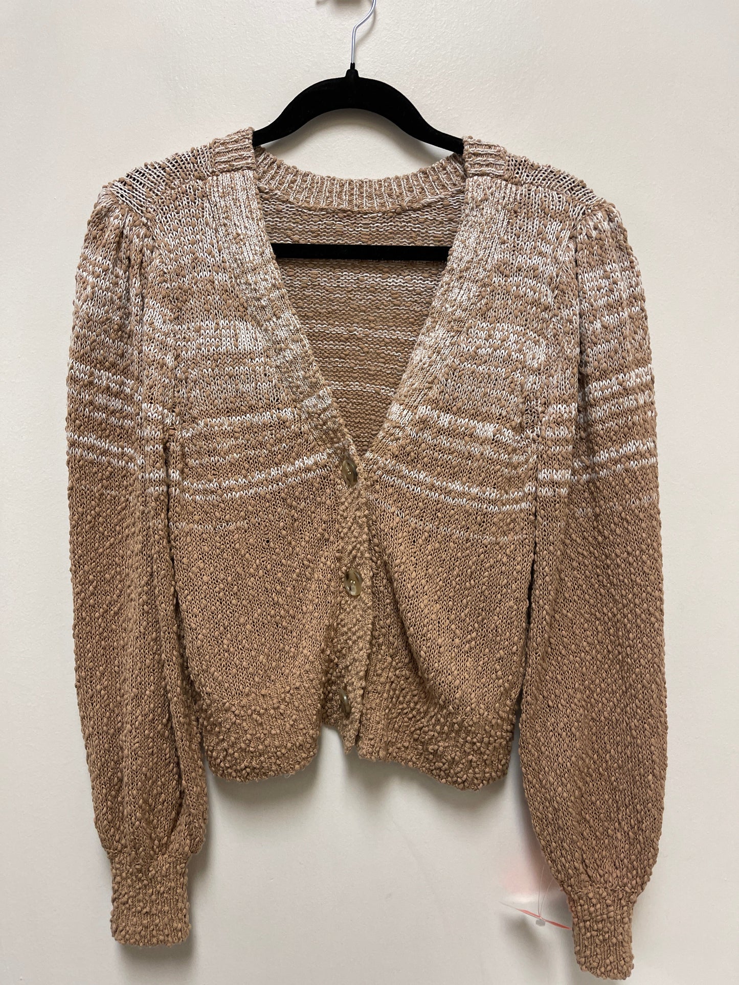 Sweater Cardigan By Clothes Mentor In Brown & White, Size: S