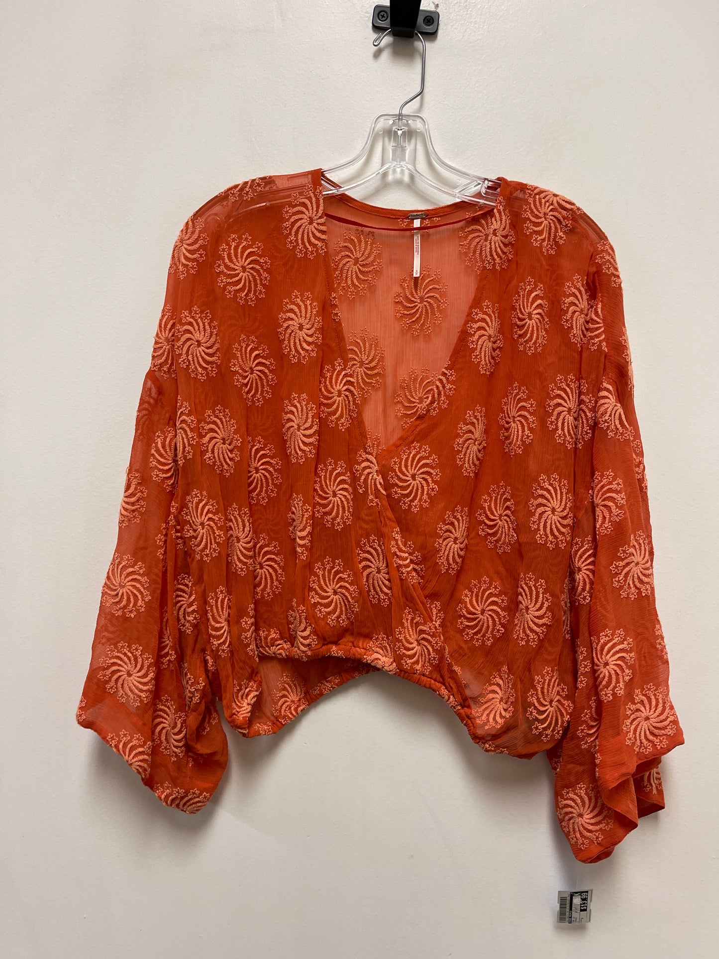 Top Long Sleeve By Free People In Orange, Size: S