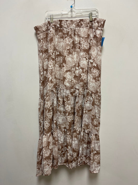 Skirt Maxi By Clothes Mentor In Brown & White, Size: 20