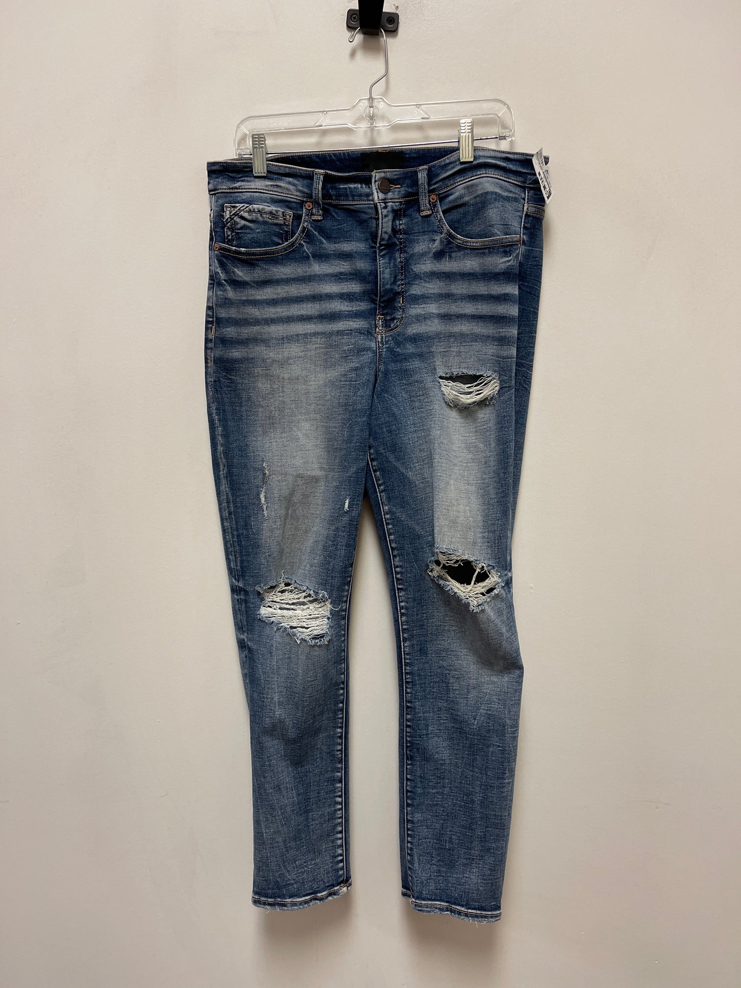 Jeans Skinny By Buckle Black In Blue Denim, Size: 12