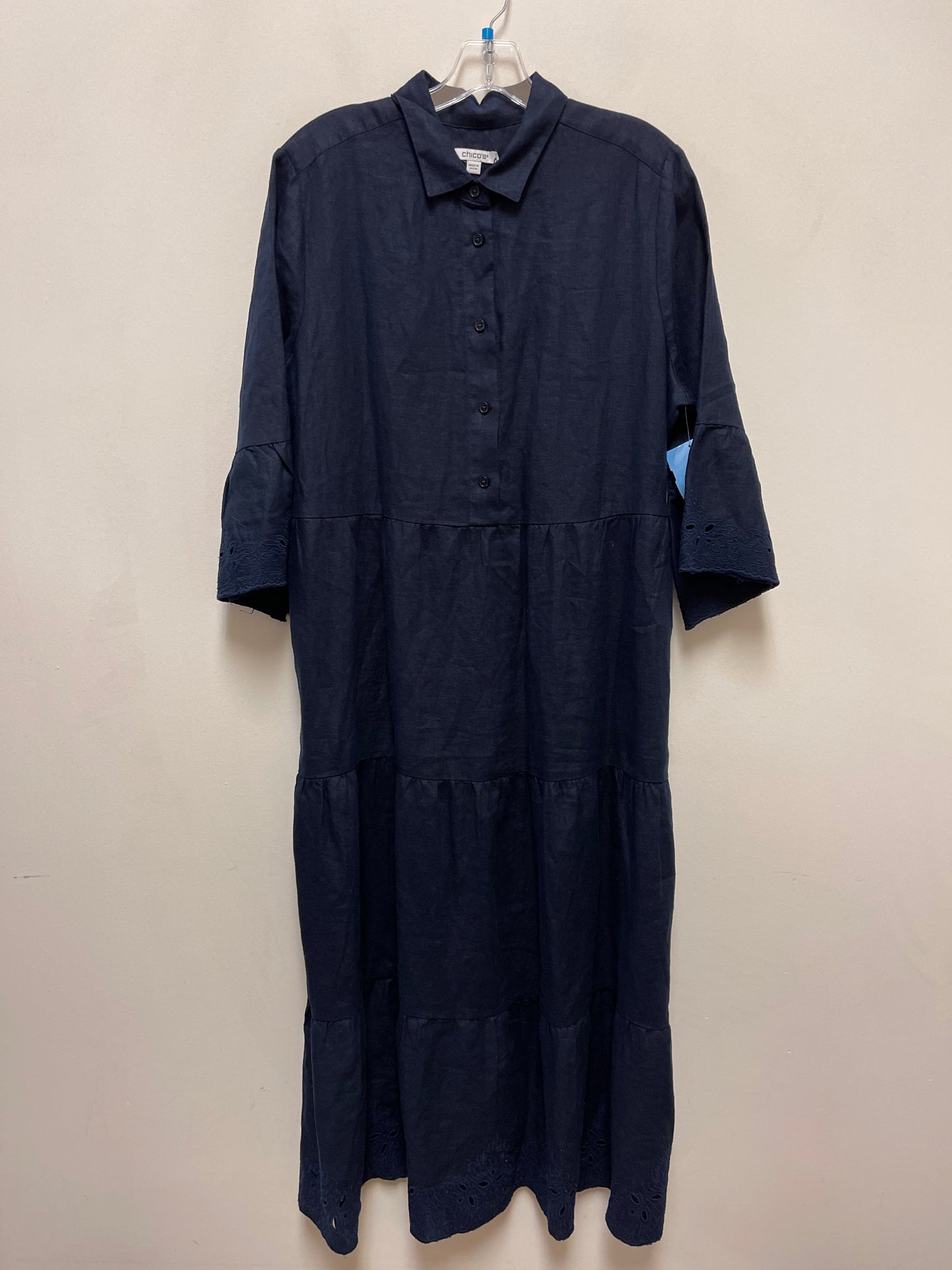 Dress Casual Maxi By Chicos In Navy, Size: Xl