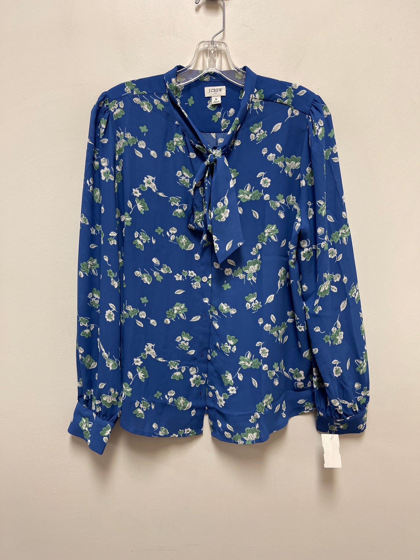 Blouse Long Sleeve By J. Crew In Blue, Size: M