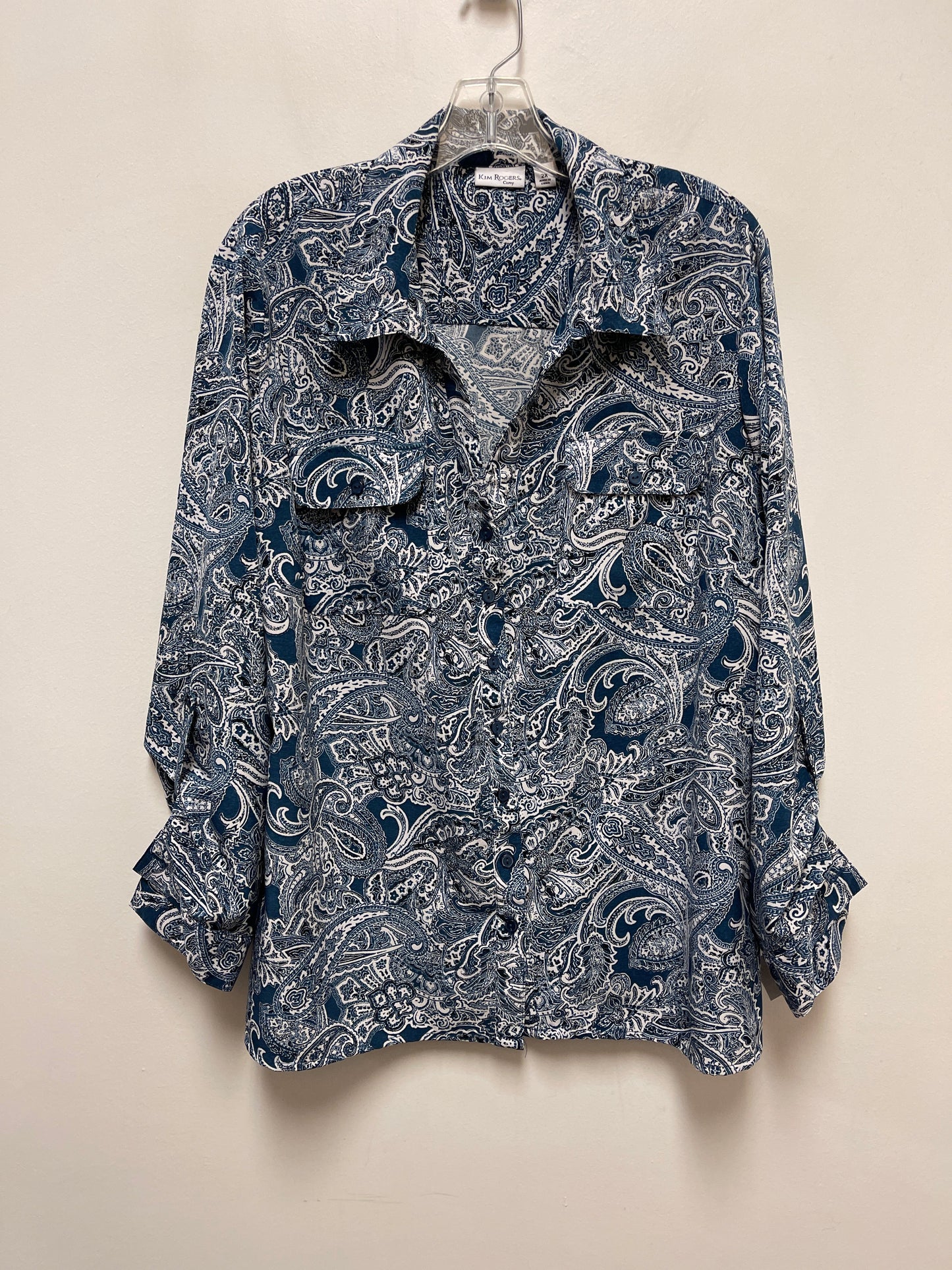 Blouse Long Sleeve By Kim Rogers In Blue, Size: 2x