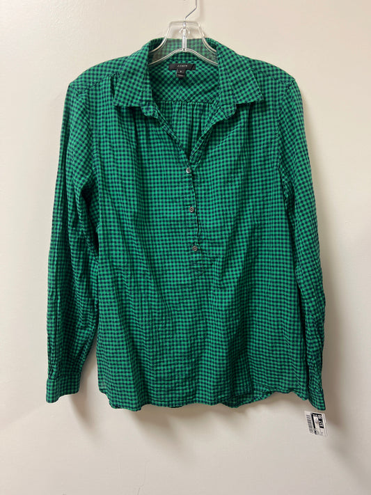 Blouse Long Sleeve By J. Crew In Green, Size: M