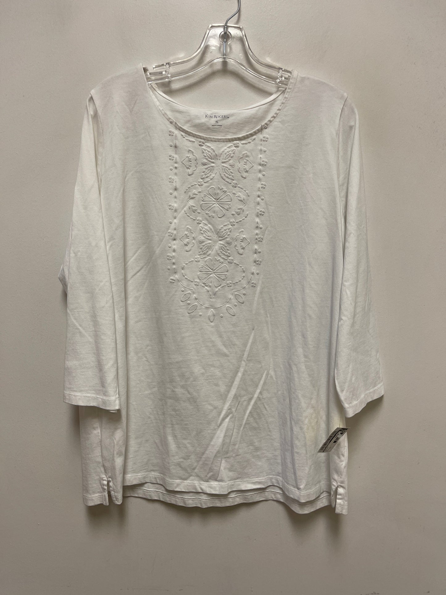 Top Long Sleeve By Kim Rogers In White, Size: Xl