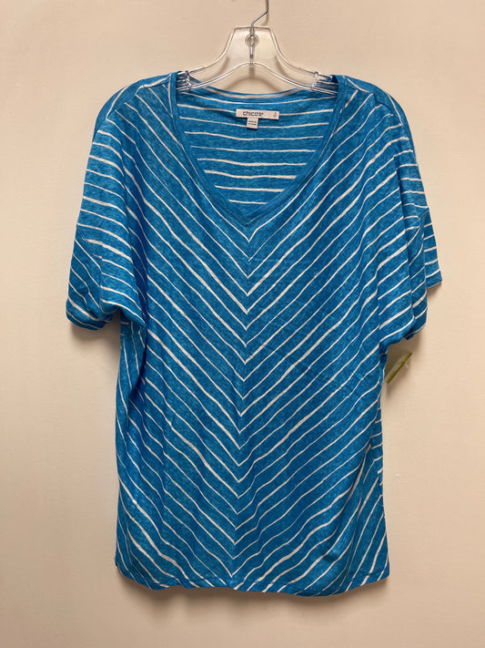 Top Long Sleeve By Chicos In Blue & White, Size: L