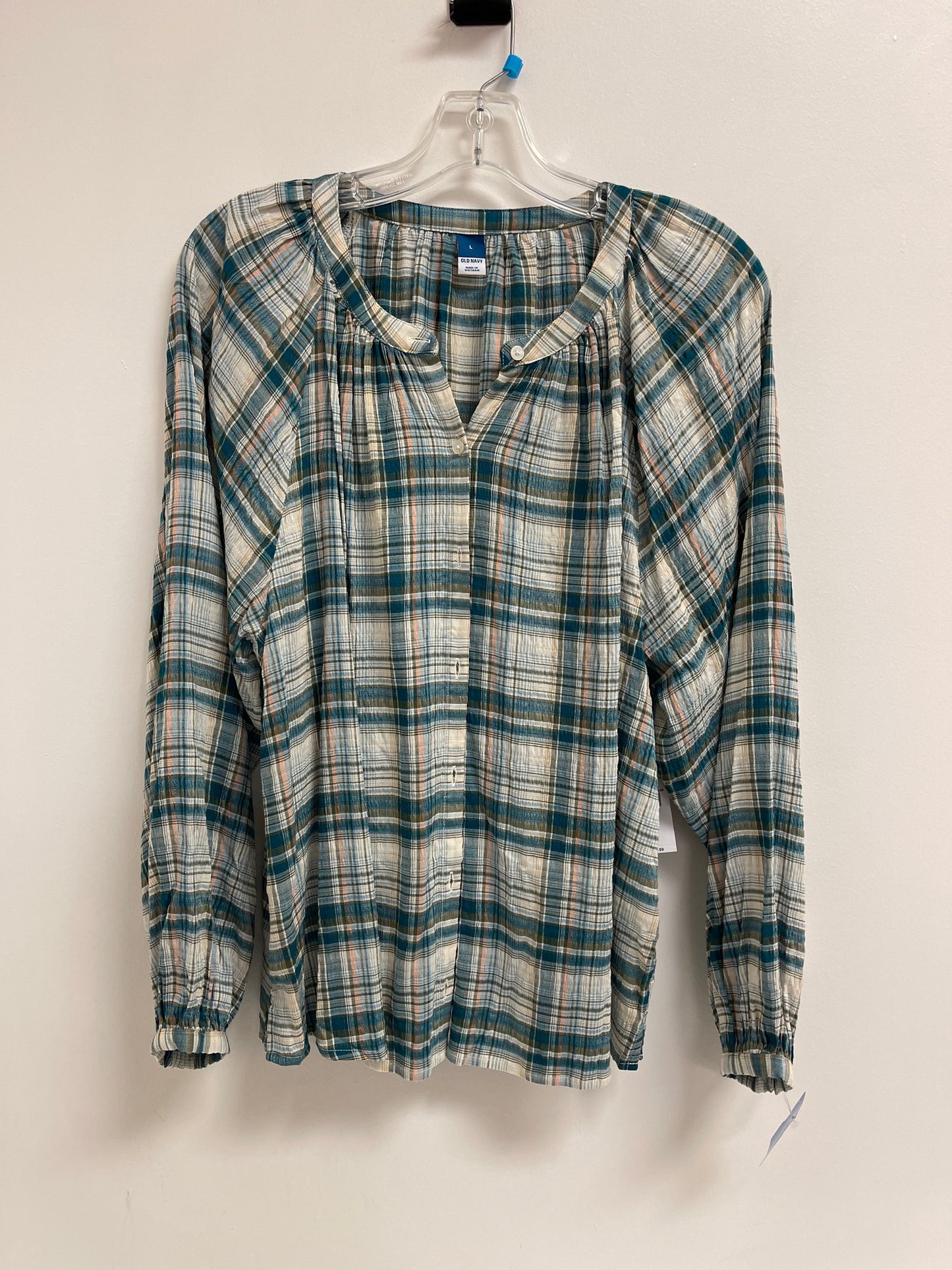 Top Long Sleeve By Old Navy In Blue & Green, Size: L