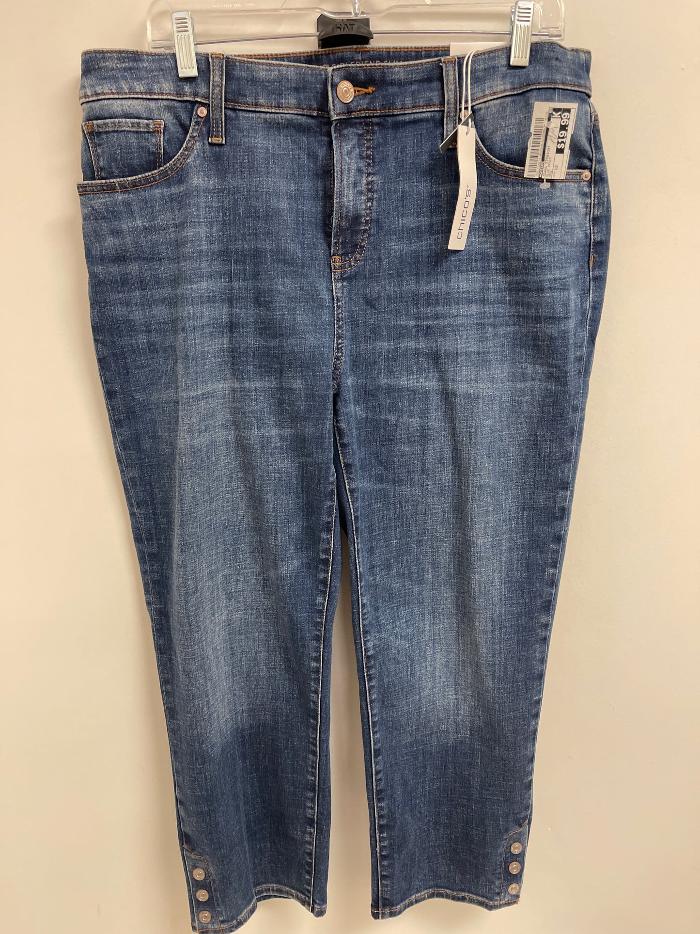 Jeans Straight By Chicos In Blue Denim, Size: 12