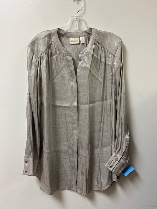 Top Long Sleeve By Chicos In Grey, Size: Xl