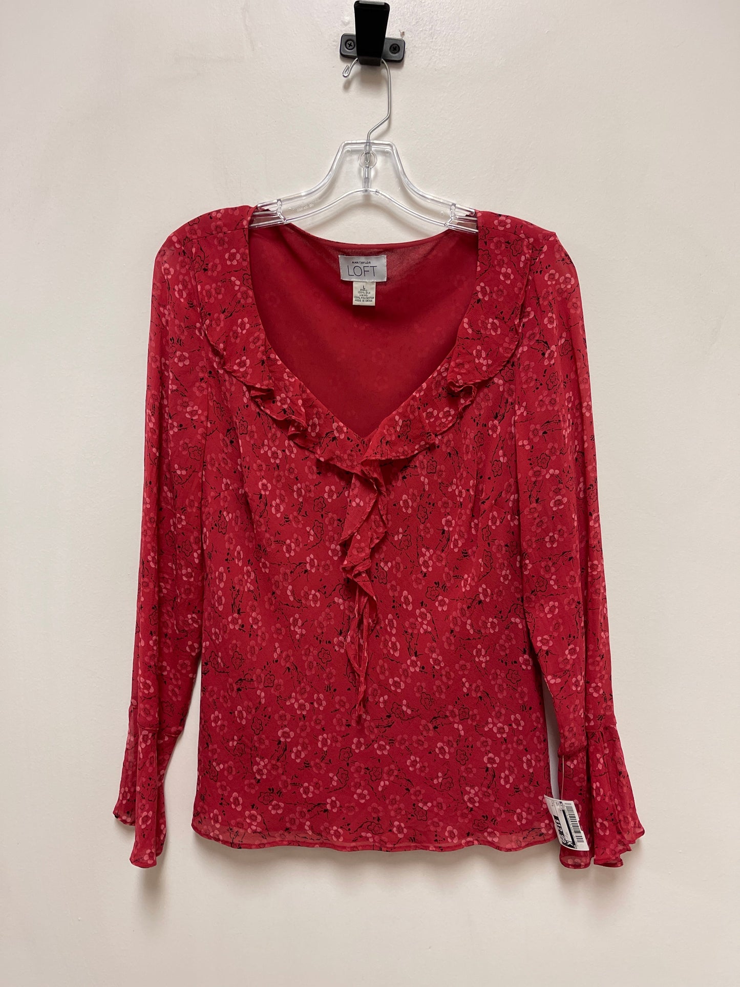 Top Long Sleeve By Loft In Red, Size: L