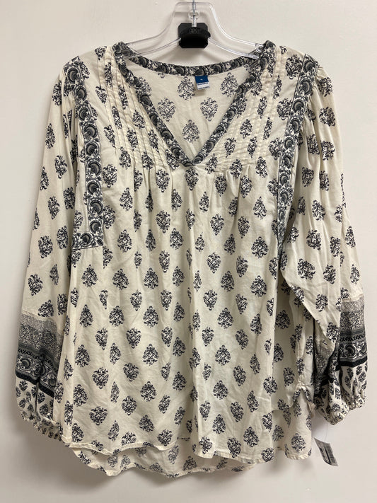 Top Long Sleeve By Old Navy In Black & Cream, Size: Xl