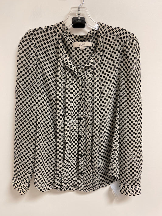 Top Long Sleeve By Loft In Black & Cream, Size: Xs