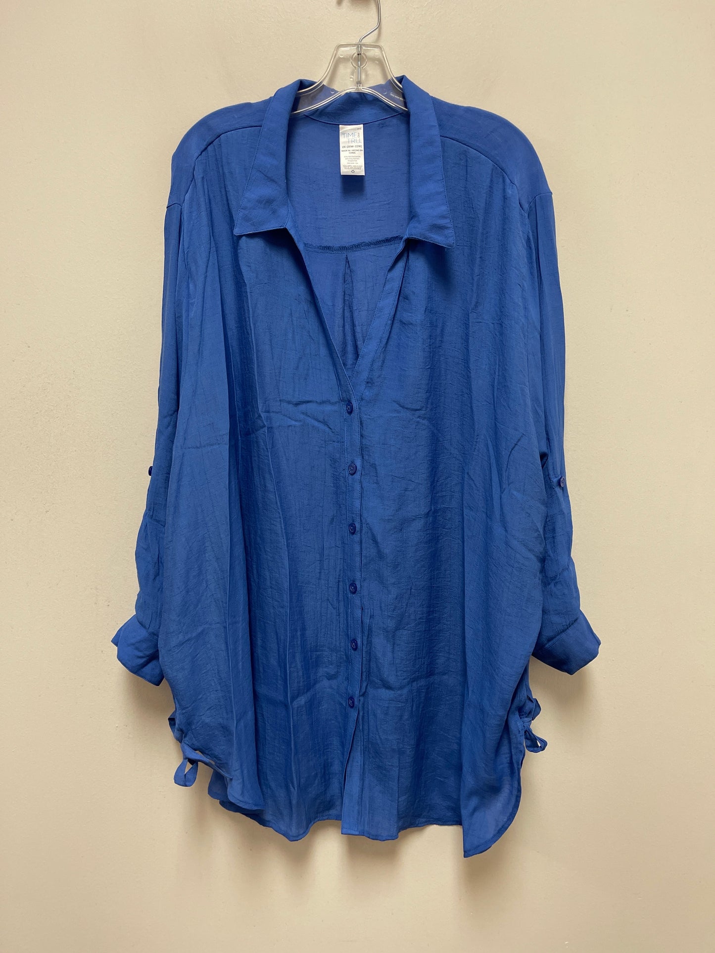 Blue Blouse Long Sleeve Time And Tru, Size 2x