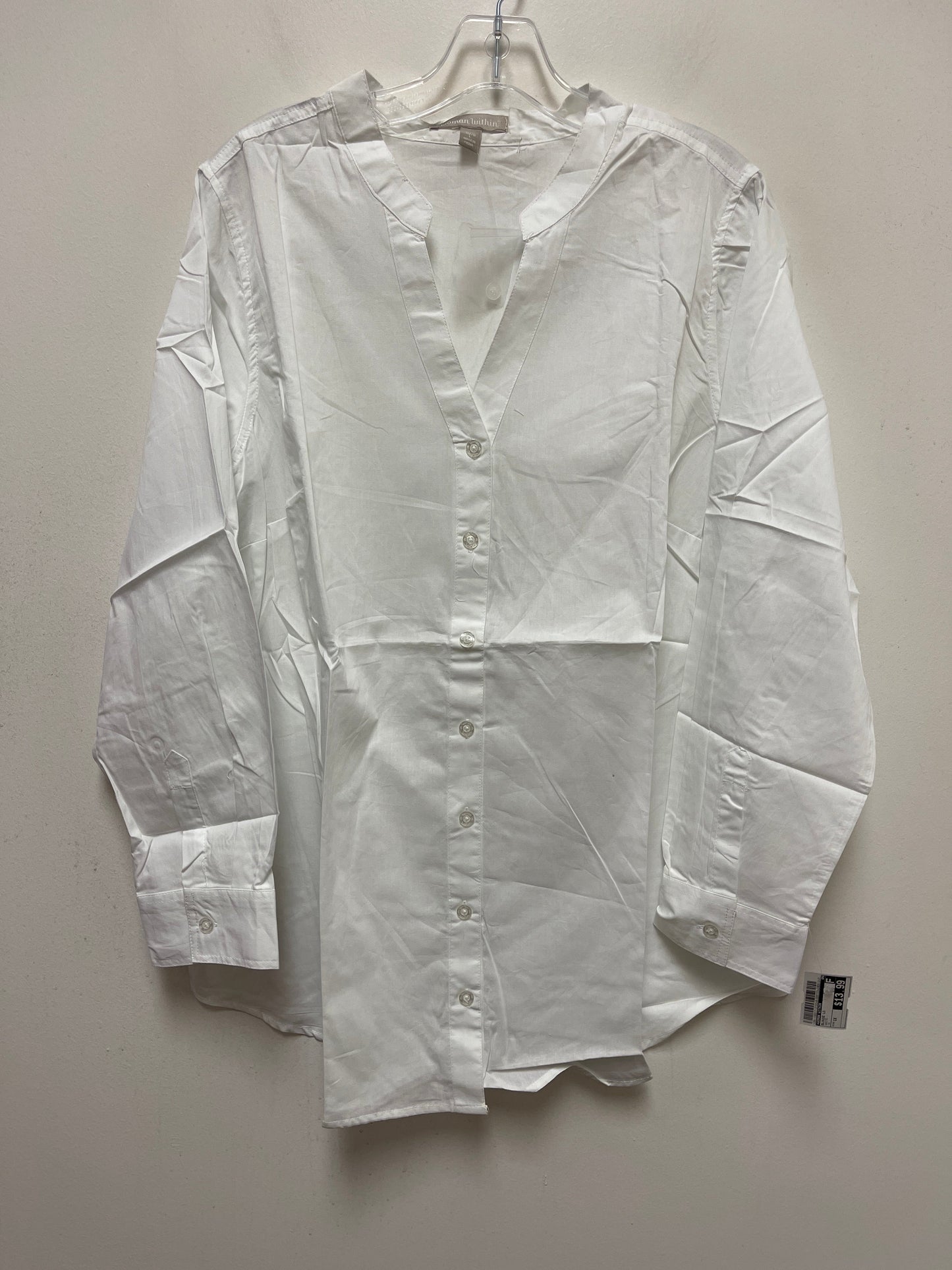 White Blouse Long Sleeve Woman Within, Size 1x