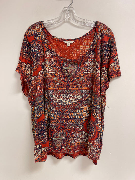 Top Short Sleeve By Lucky Brand In Orange, Size: 3x