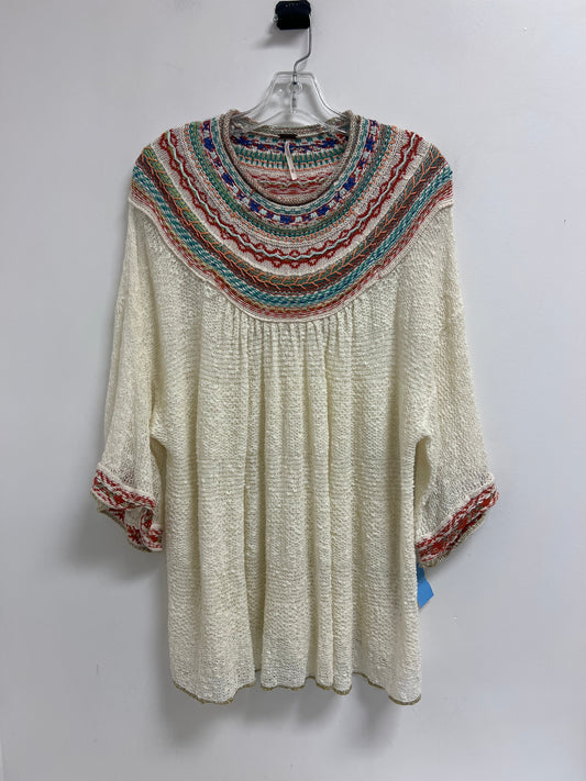 Top Long Sleeve By Free People In Cream & Orange, Size: Xs