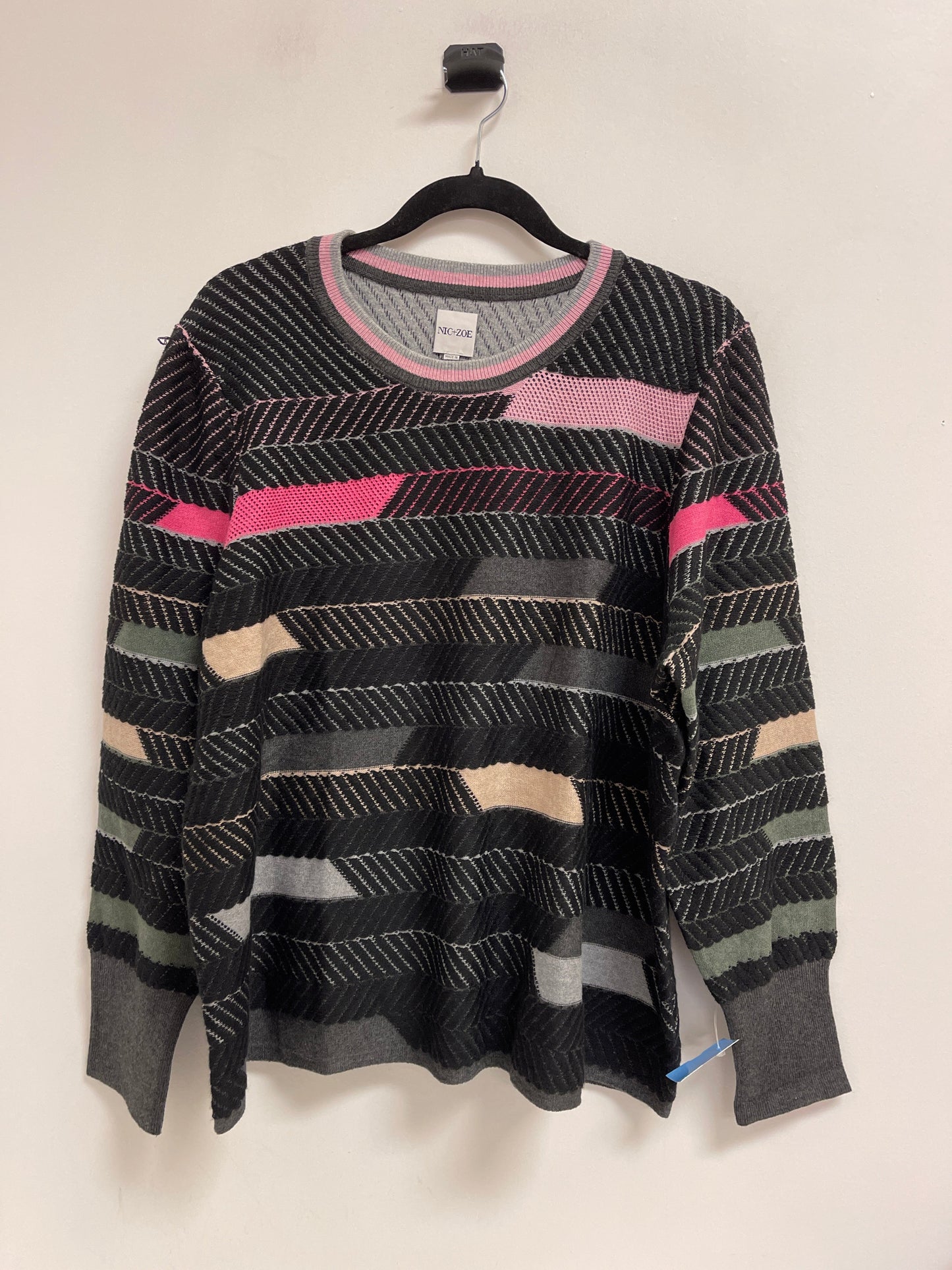 Sweater By Nic + Zoe In Black & Pink, Size: 2x