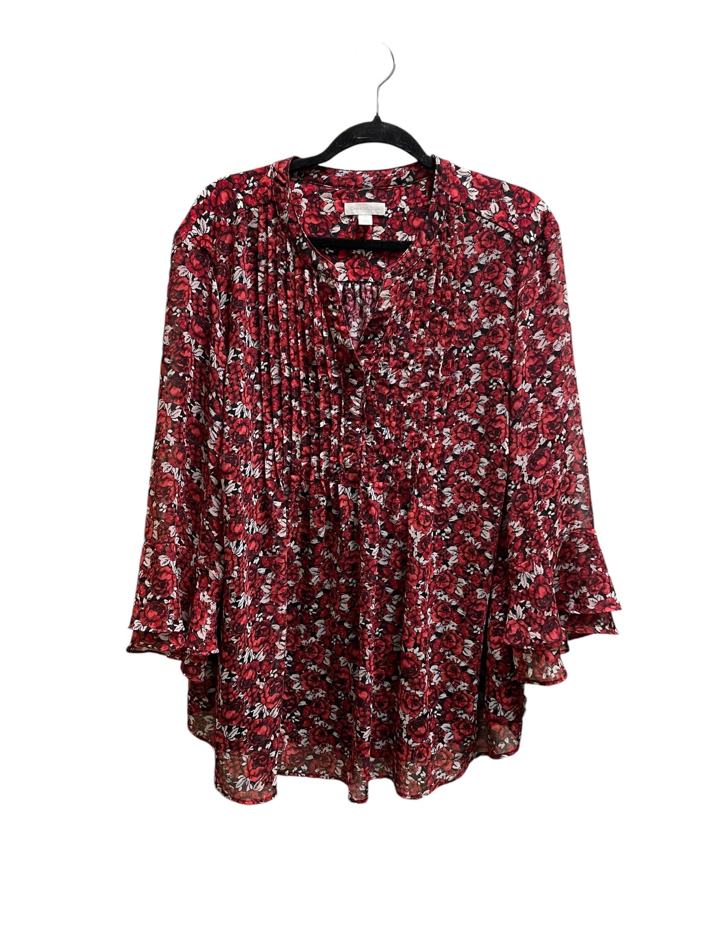 Top Long Sleeve By Charter Club In Red, Size: 3x