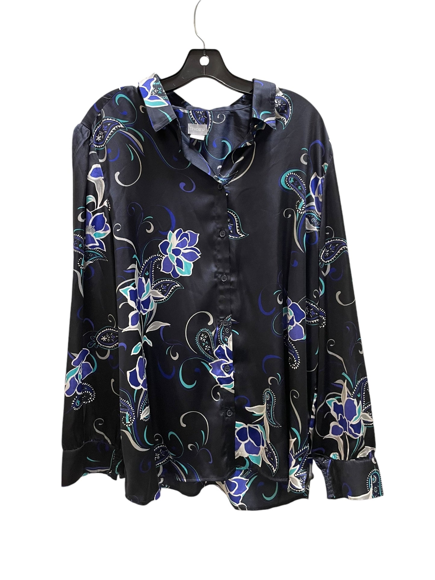 Top Long Sleeve By Chicos In Blue, Size: 4x