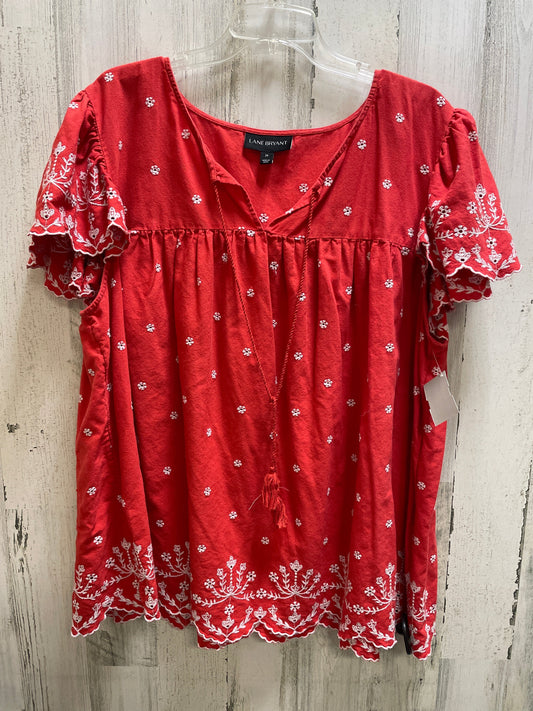 Top Short Sleeve By Lane Bryant In Red, Size: 3x