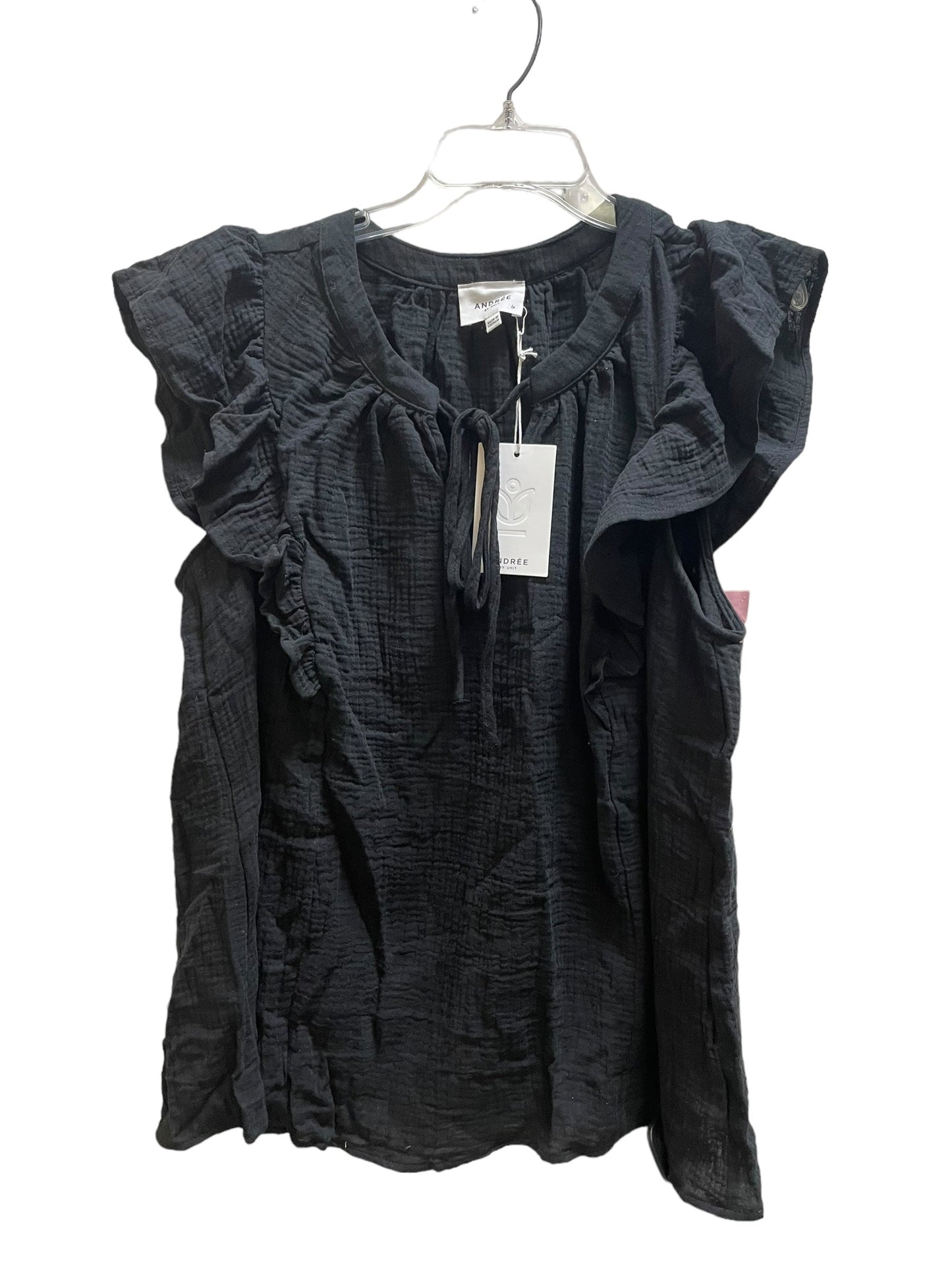 Top Short Sleeve By Andree By Unit In Black, Size: 1x