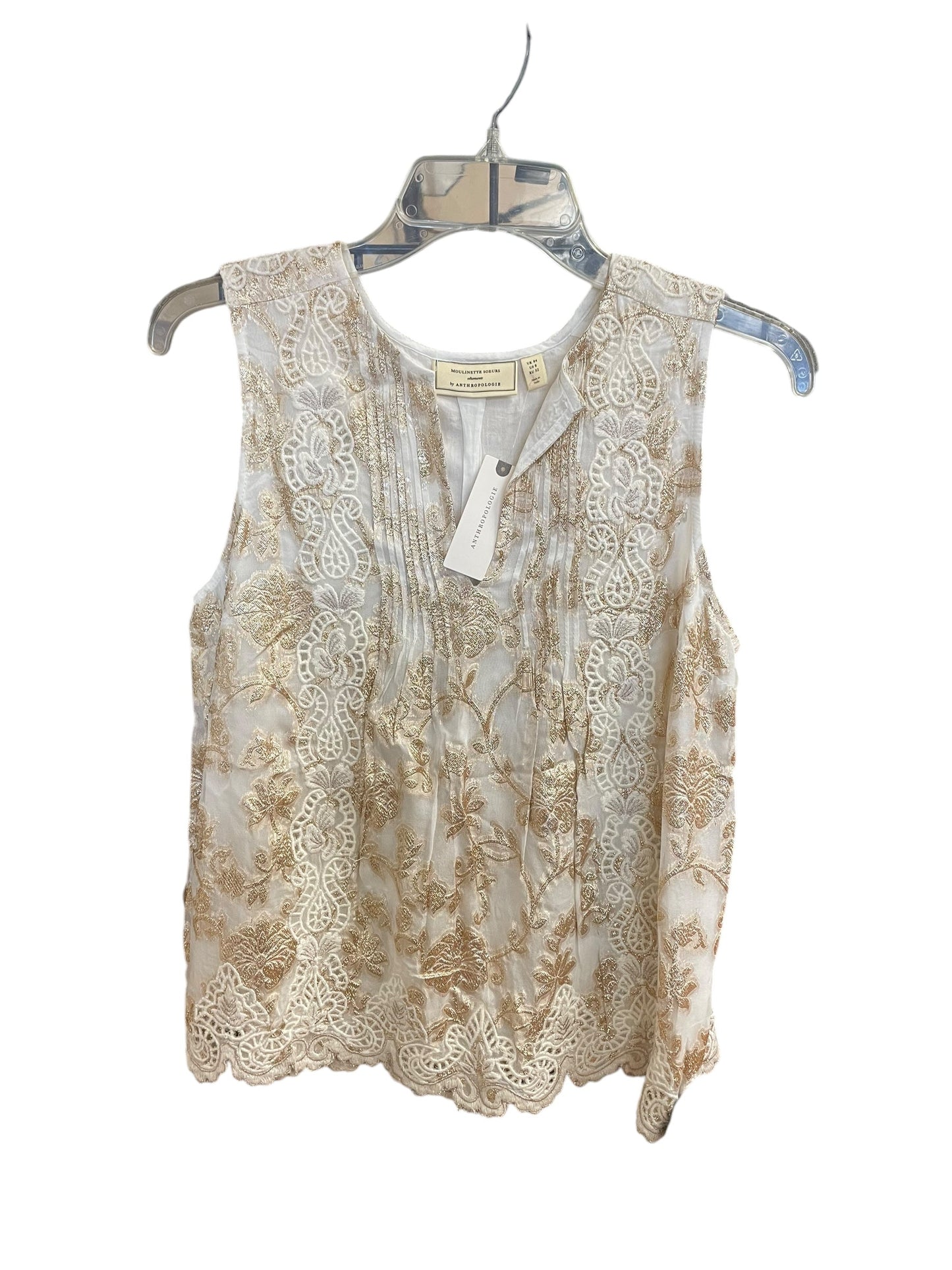 Top Sleeveless By Anthropologie In Gold, Size: Xs