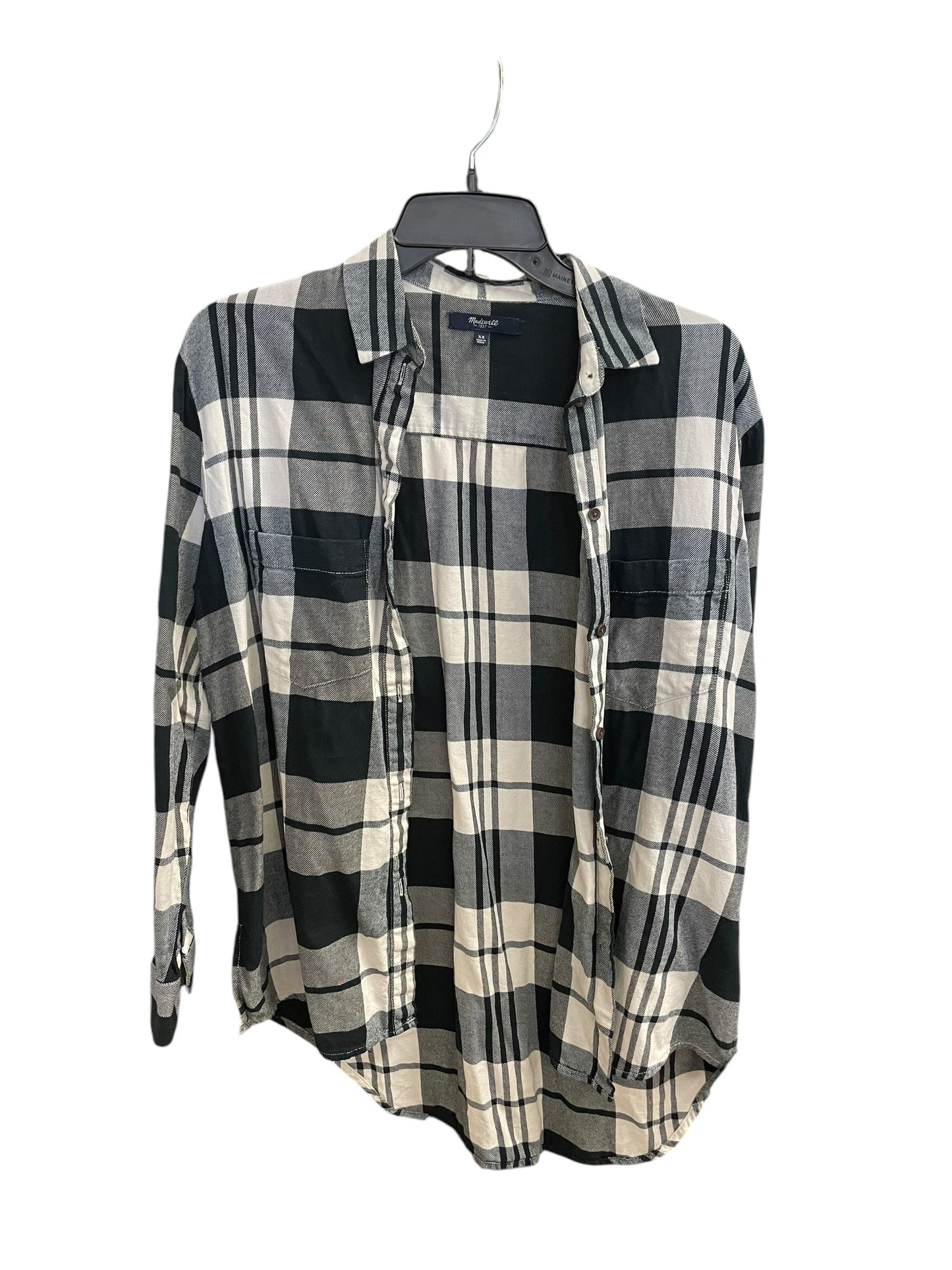 Top Long Sleeve By Madewell In Plaid Pattern, Size: Xs